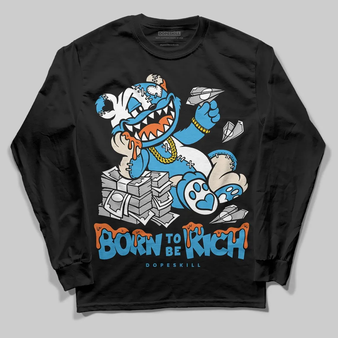 UNC Reimagined 1s DopeSkill Long Sleeve T-Shirt Born To Be Rich Graphic sold by DopeSkill product image thumbnail 2