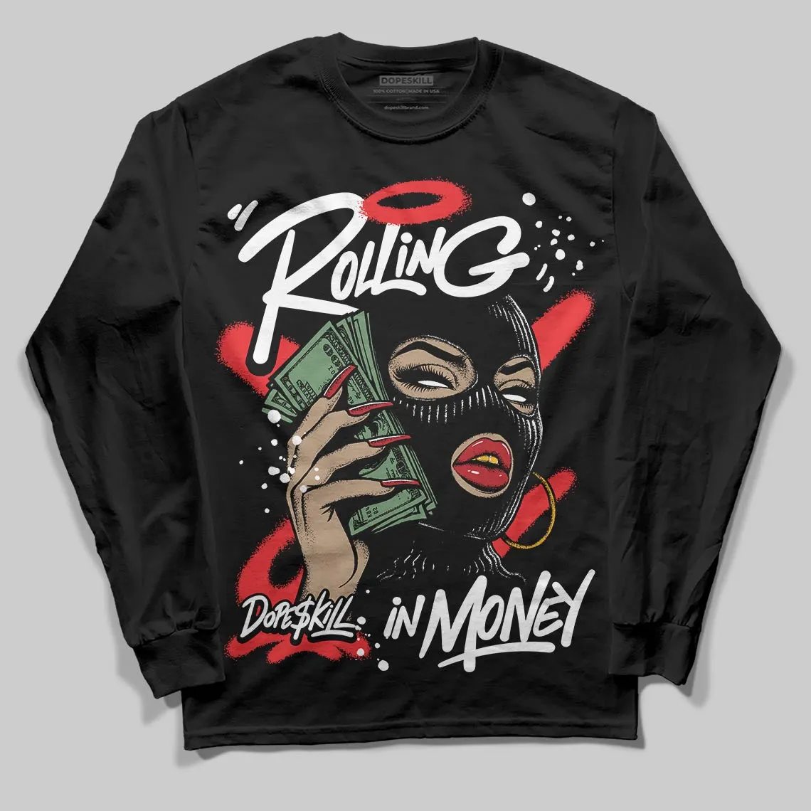 Dunk Panda White Black DopeSkill Long Sleeve T-Shirt Rolling in Money Graphic sold by DopeSkill