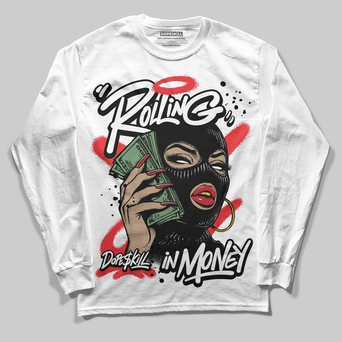 Dunk Panda White Black DopeSkill Long Sleeve T-Shirt Rolling in Money Graphic sold by DopeSkill product image thumbnail 2