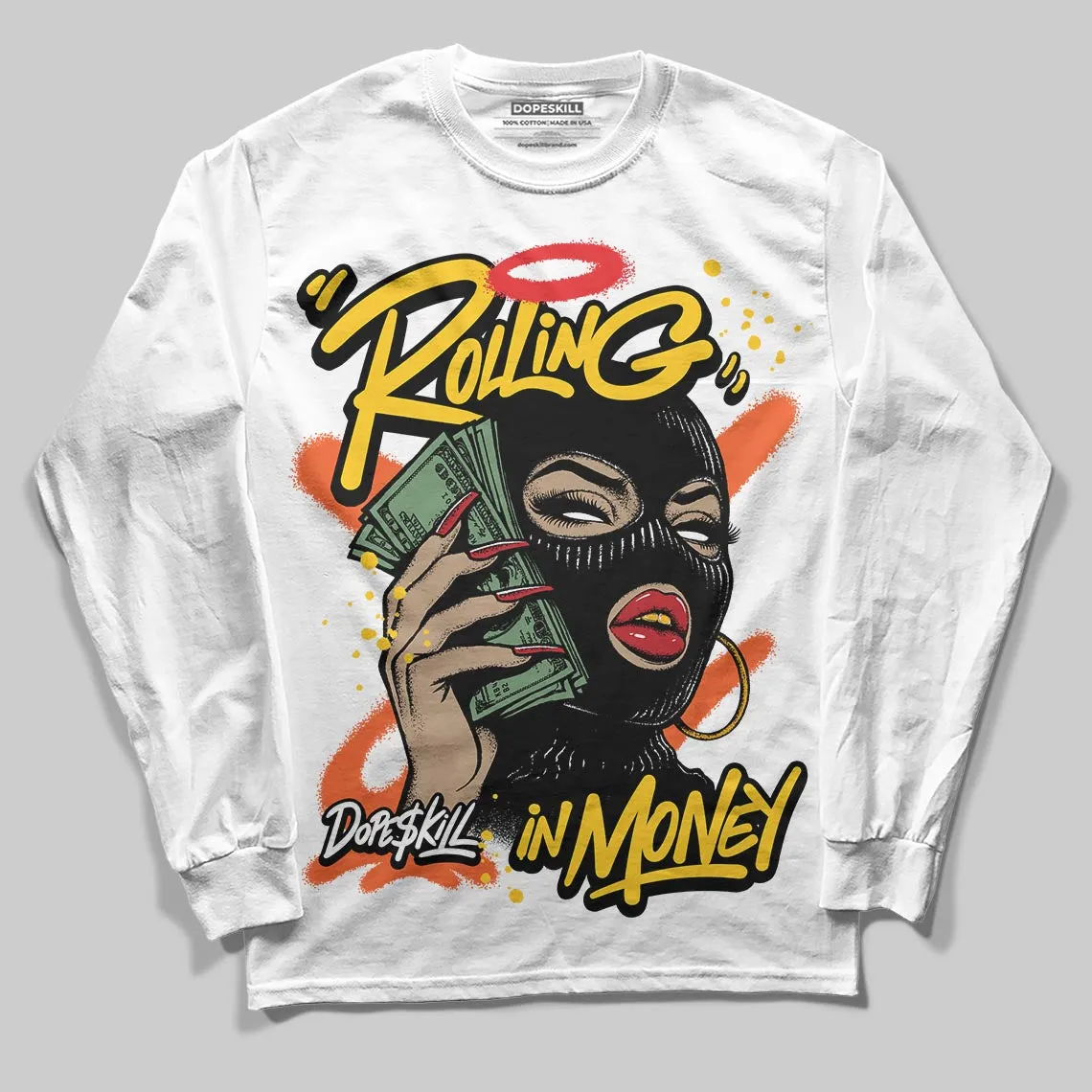 Yellow Collection DopeSkill Long Sleeve T-Shirt Rolling in Money Graphic sold by DopeSkill product image thumbnail 2