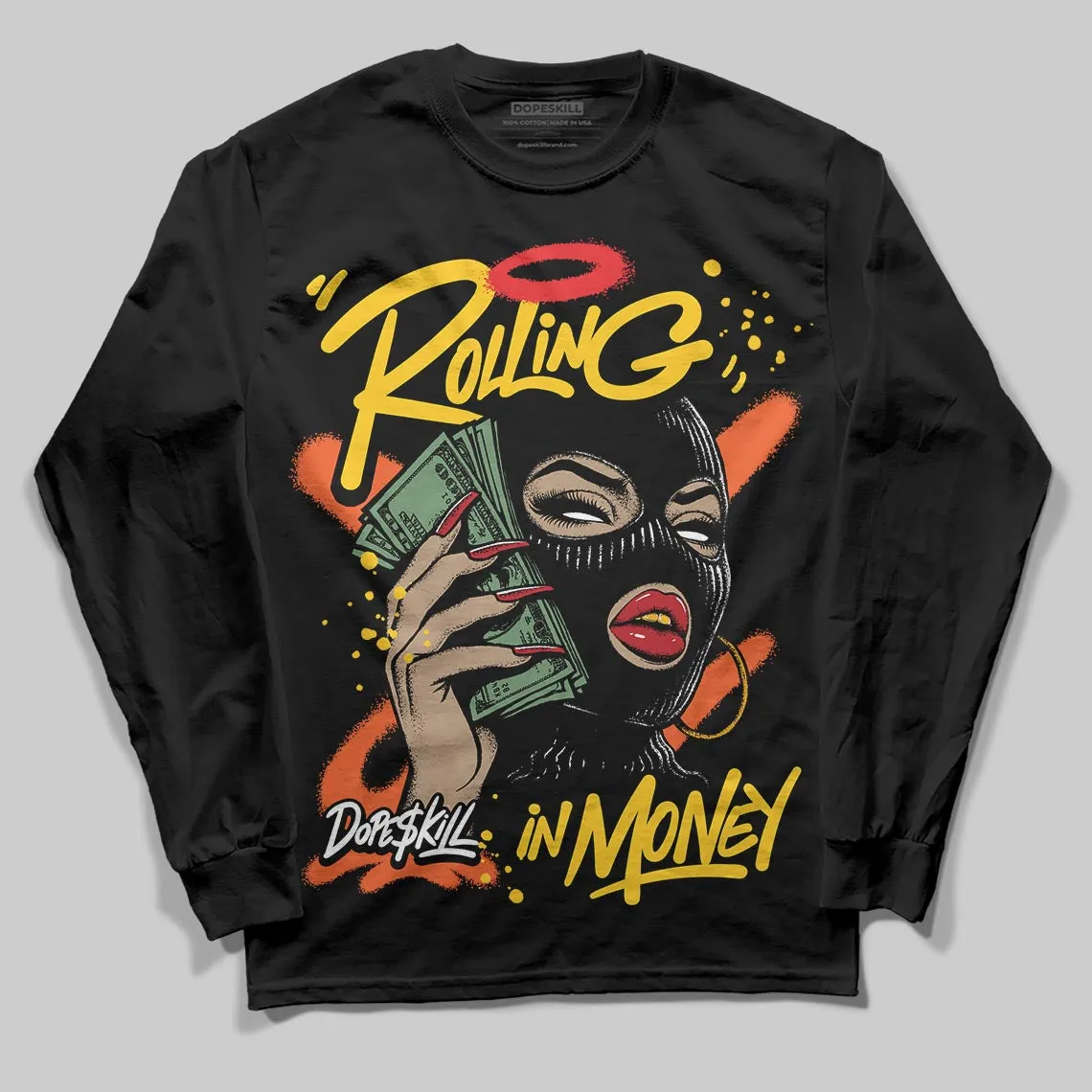 Yellow Collection DopeSkill Long Sleeve T-Shirt Rolling in Money Graphic sold by DopeSkill