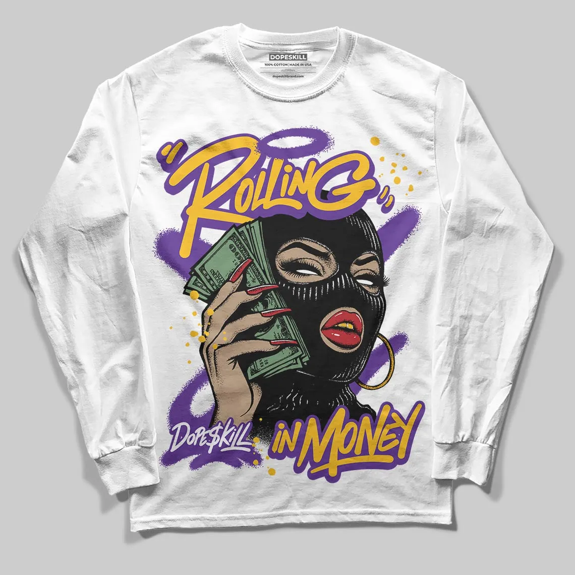 PURPLE Collection DopeSkill Long Sleeve T-Shirt Rolling in Money Graphic sold by DopeSkill product image thumbnail 2
