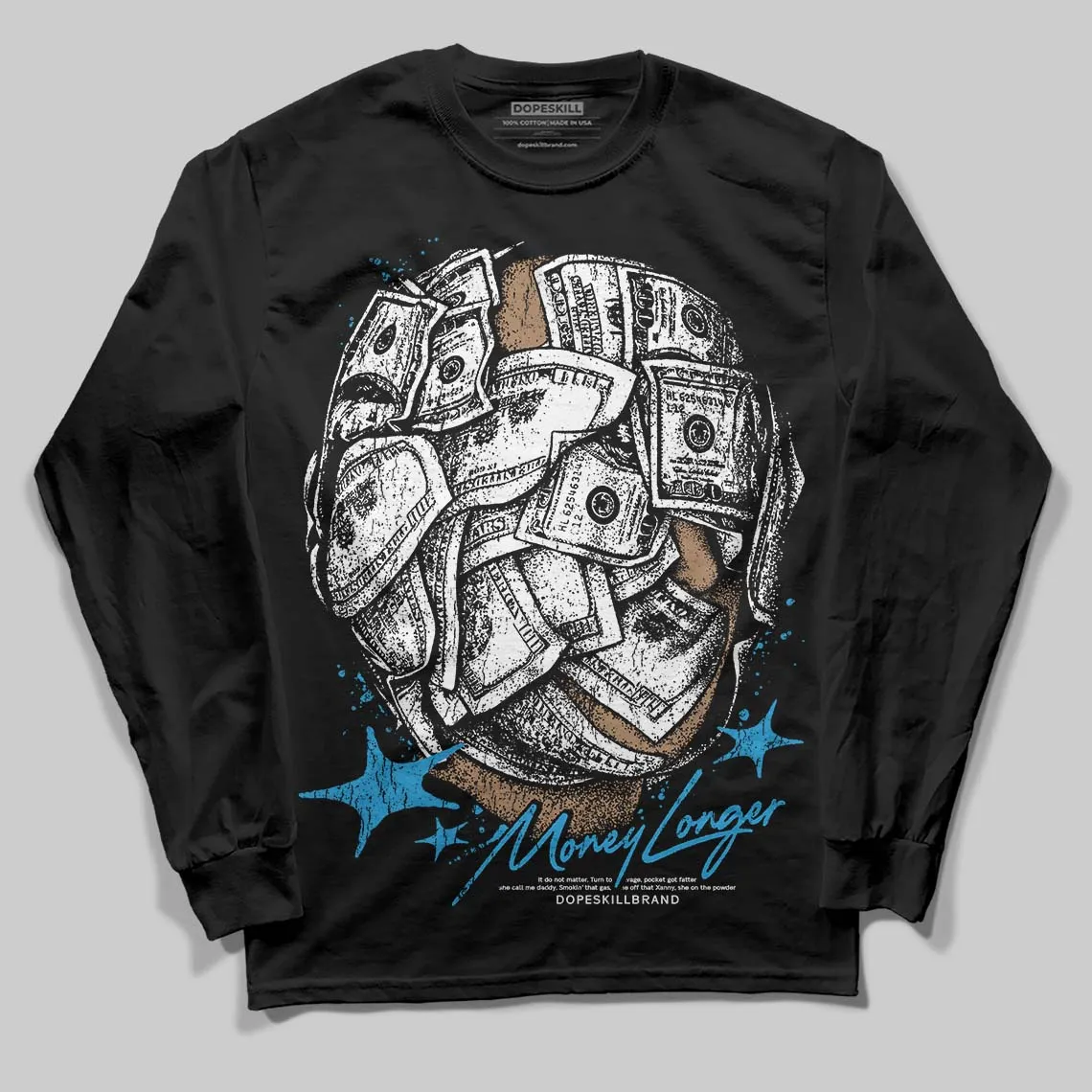 Military Blue 4s DopeSkill Long Sleeve T-Shirt Money Longer Graphic sold by DopeSkill product image thumbnail 2