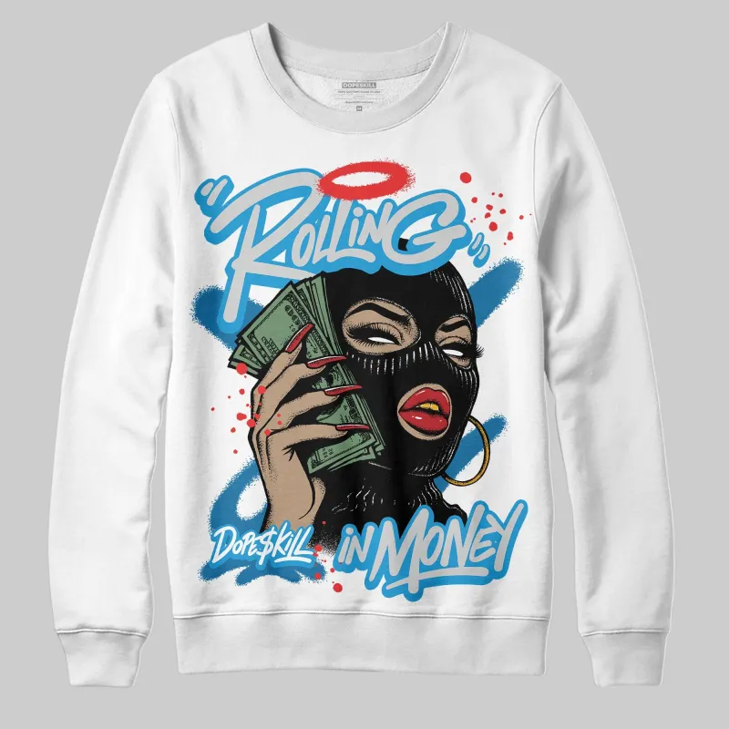 Military Blue 4s DopeSkill Sweatshirt Rolling in Money Graphic sold by DopeSkill