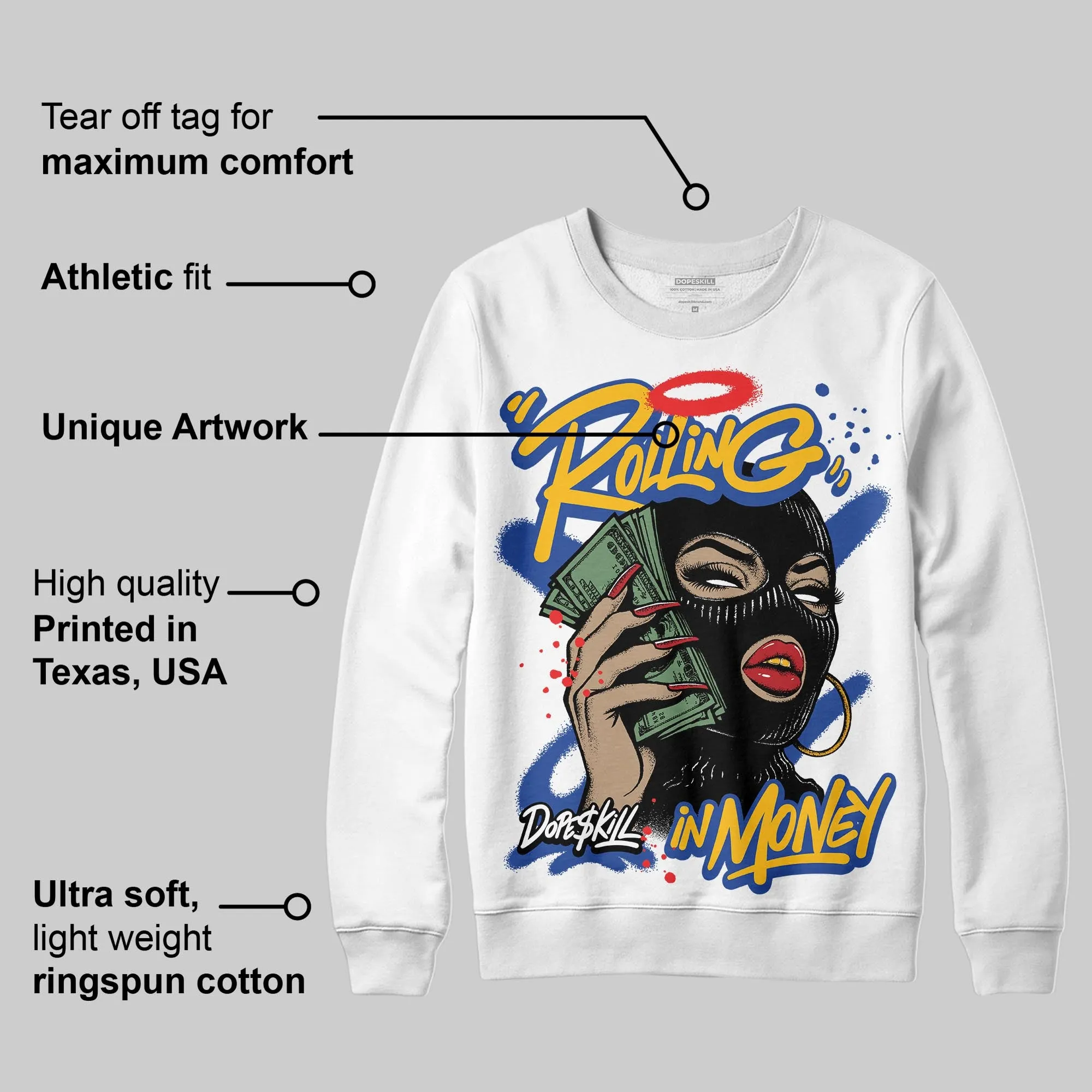 Royal Blue Collection DopeSkill Sweatshirt Rolling in Money Graphic sold by DopeSkill product image thumbnail 3