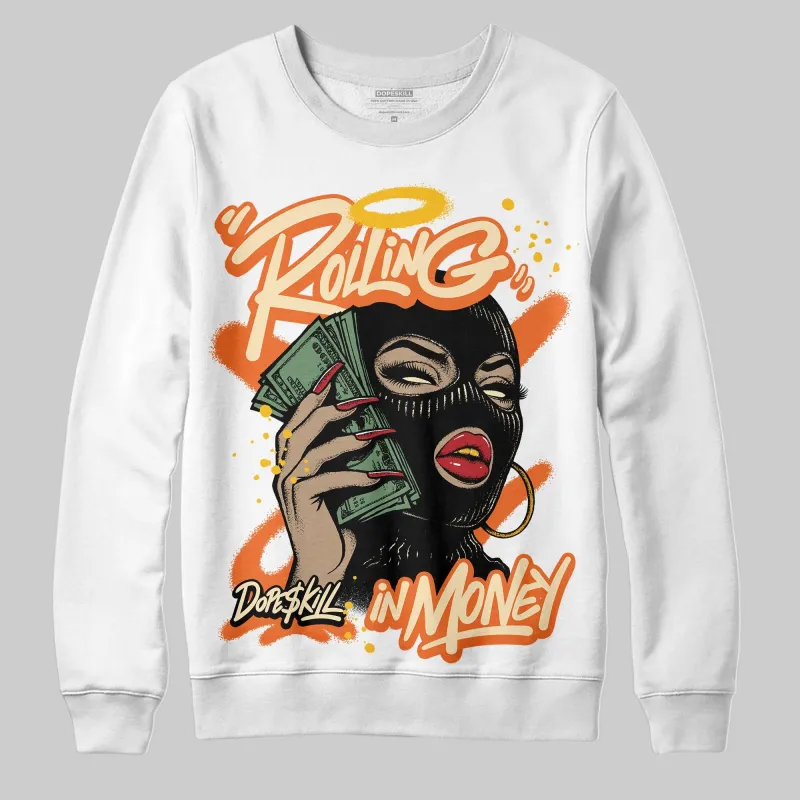 Orange Black White DopeSkill Sweatshirt Rolling in Money Graphic sold by DopeSkill