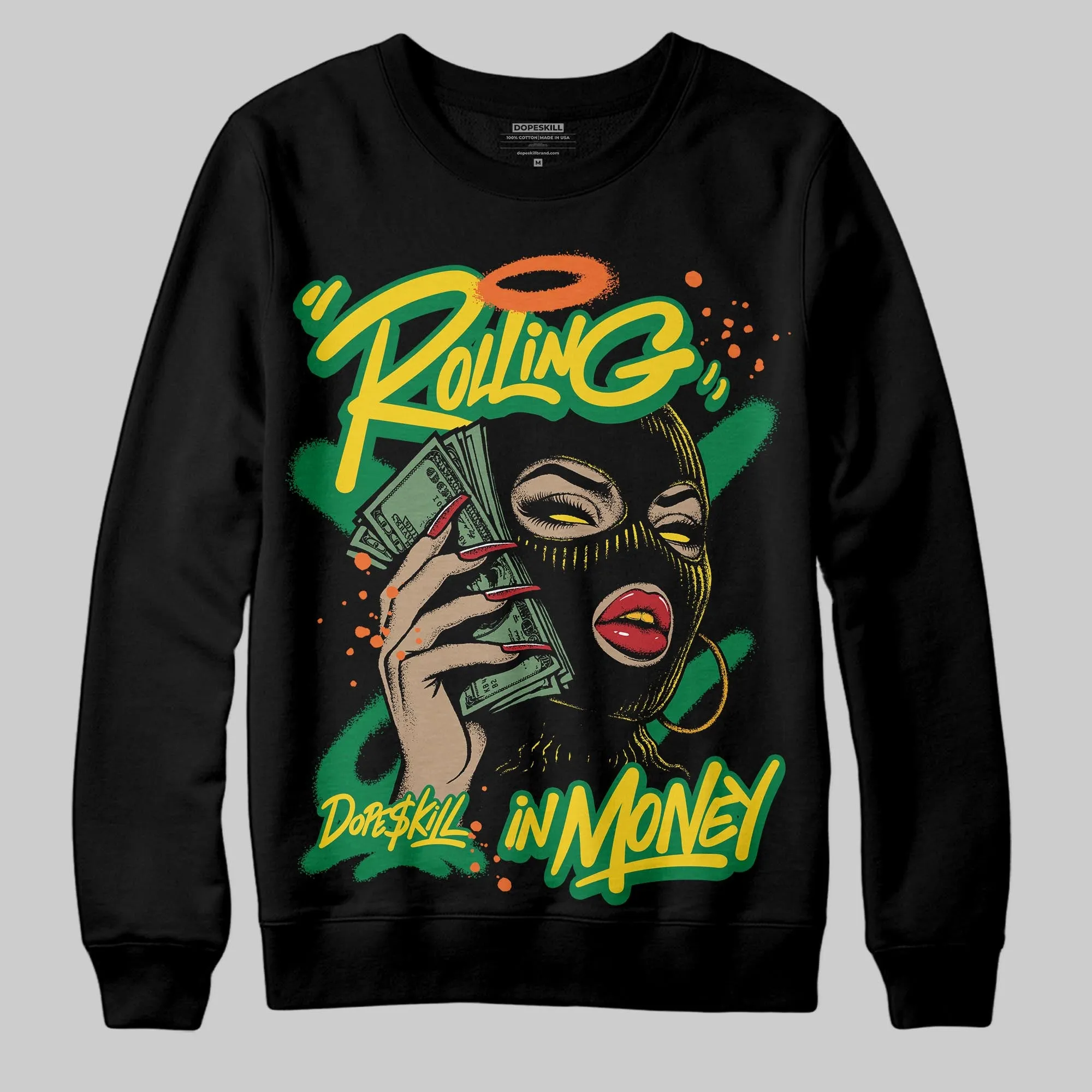 Green Collection DopeSkill Sweatshirt Rolling in Money Graphic sold by DopeSkill product image thumbnail 2