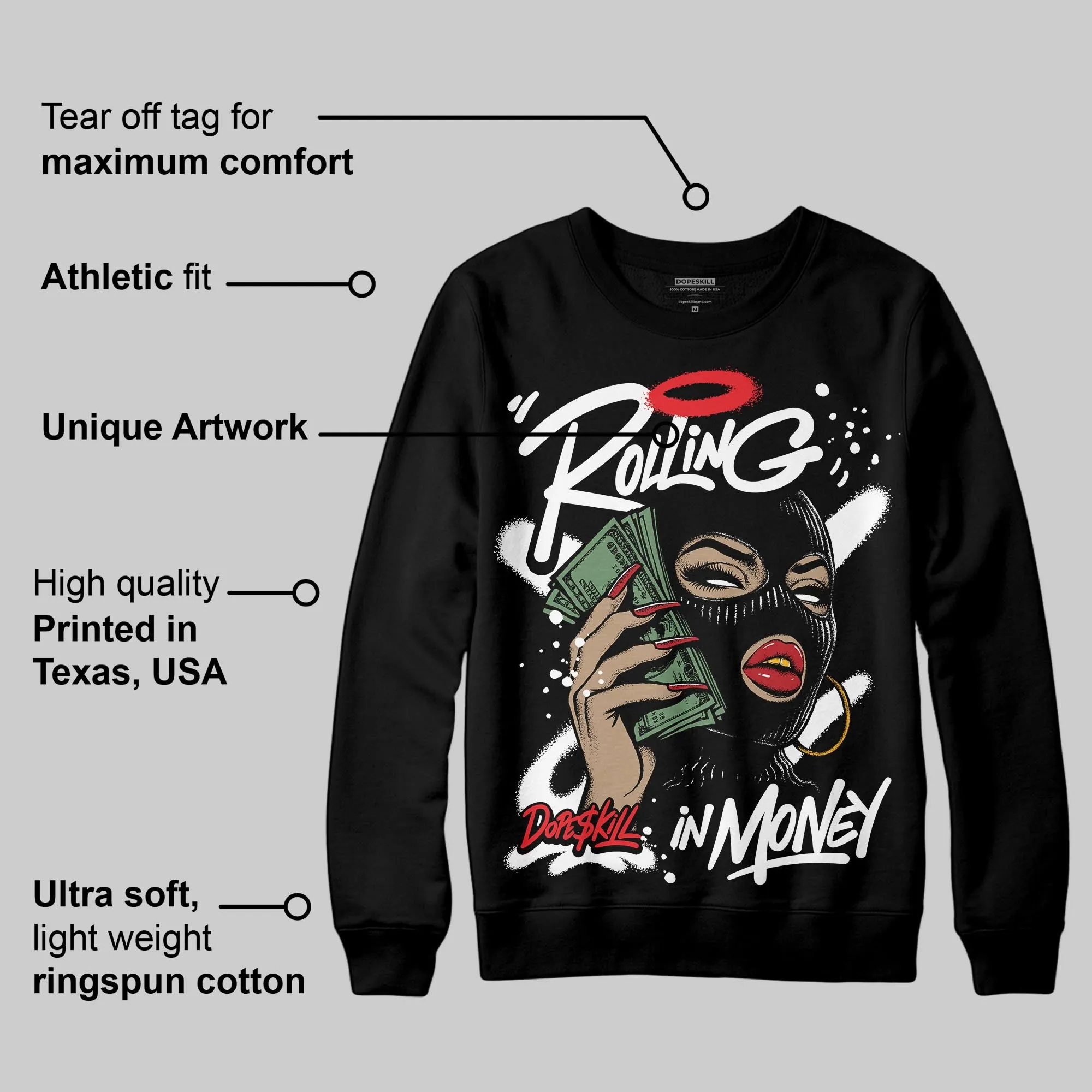 Black and White Collection DopeSkill Sweatshirt Rolling in Money Graphic sold by DopeSkill product image thumbnail 3