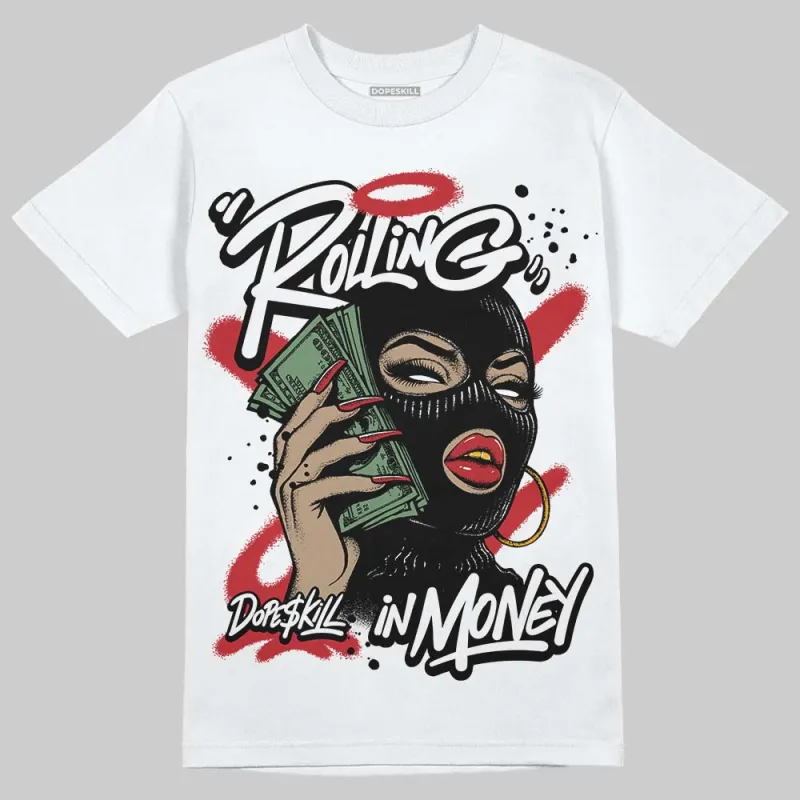 Bred 11s DopeSkill T-Shirt Rolling in Money Graphic sold by DopeSkill