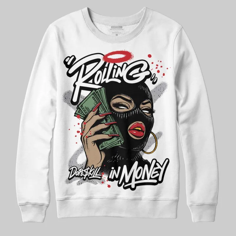 White Cement 4s DopeSkill Sweatshirt Rolling in Money Graphic sold by DopeSkill
