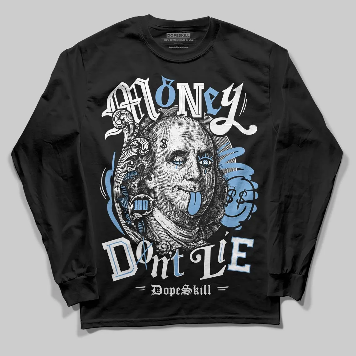 Melo 12s DopeSkill Long Sleeve T-Shirt Money Don't Lie Graphic sold by DopeSkill product image thumbnail 2