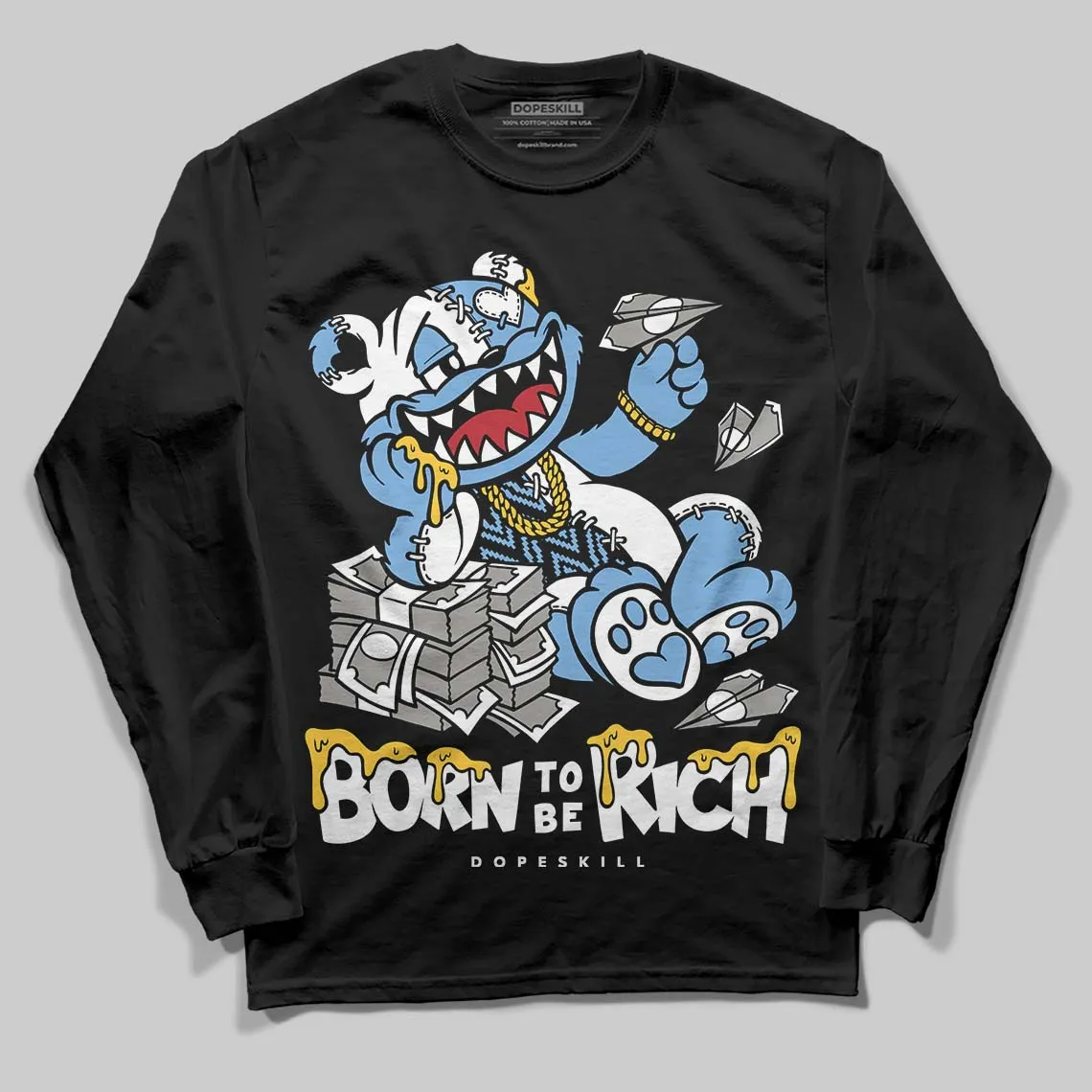 Melo 12s DopeSkill Long Sleeve T-Shirt Born To Be Rich Graphic sold by DopeSkill product image thumbnail 2