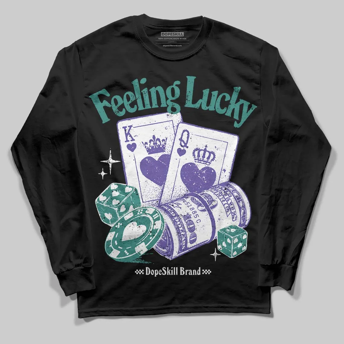 Grape 5s DopeSkill Long Sleeve T-Shirt Feeling Lucky Graphic sold by DopeSkill product image thumbnail 2