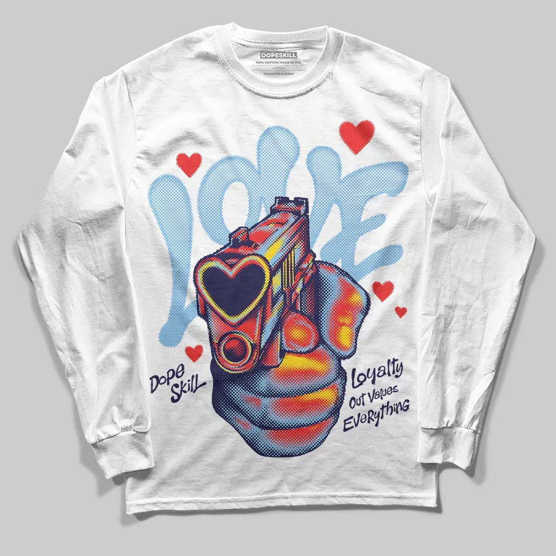 University Blue Collection DopeSkill Long Sleeve T-Shirt Love Shot Graphic sold by DopeSkill