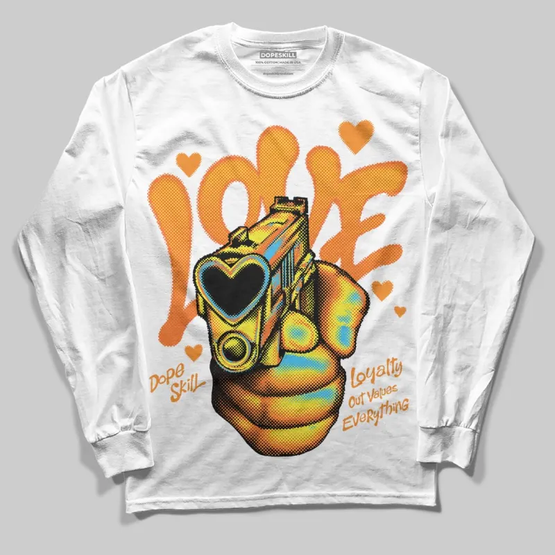 Orange Black White DopeSkill Long Sleeve T-Shirt Love Shot Graphic sold by DopeSkill
