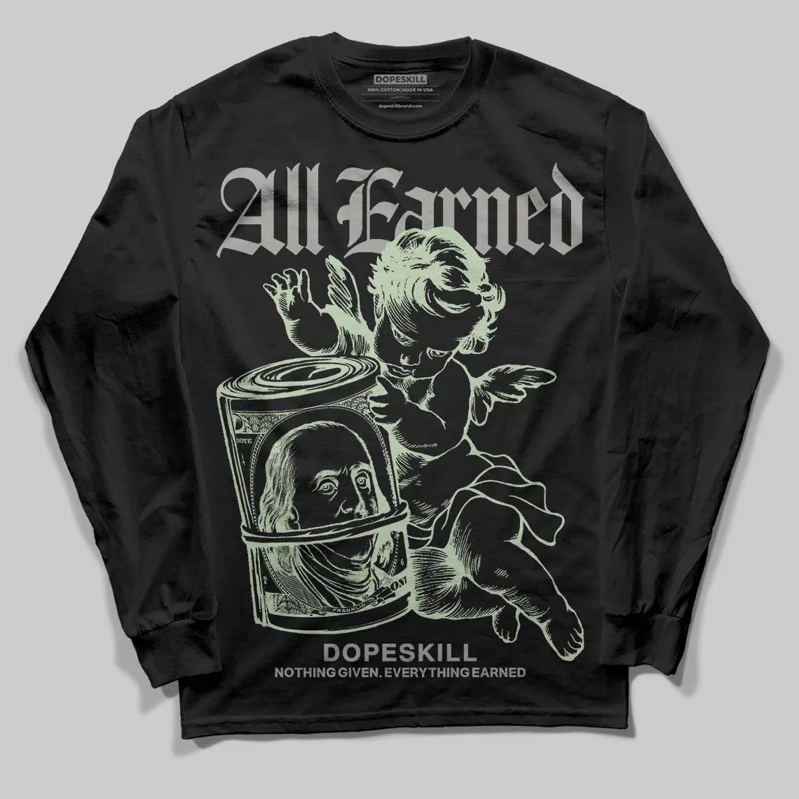 Seafoam 4s 2025 DopeSkill Long Sleeve T-Shirt All Earned Graphic sold by DopeSkill
