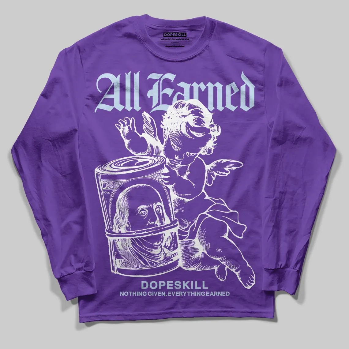 Grape 5s DopeSkill Long Sleeve T-Shirt All Earned Graphic sold by DopeSkill product image thumbnail 3