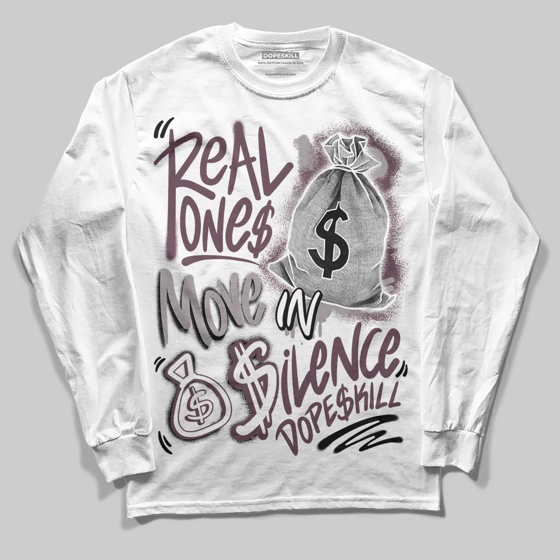 A Ma Maniere x "Violet Ore" 5s DopeSkill Long Sleeve T-Shirt Real Ones Move In Silence Graphic sold by DopeSkill