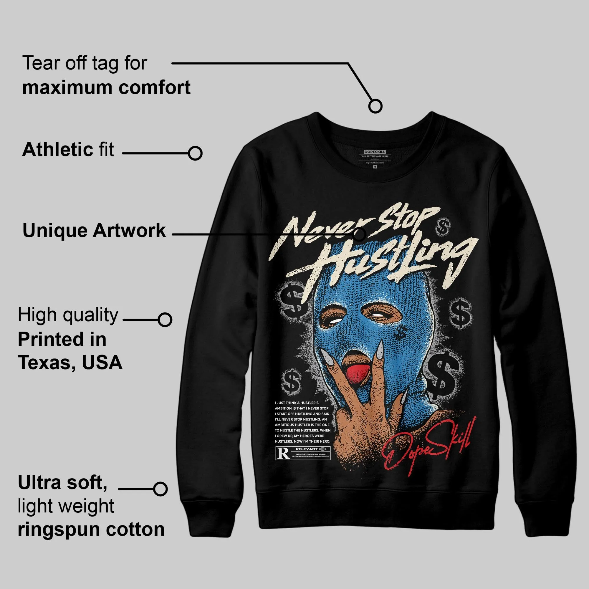 Rare Air 3s DopeSkill Sweatshirt Never Stop Hustling Graphic sold by DopeSkill product image thumbnail 3