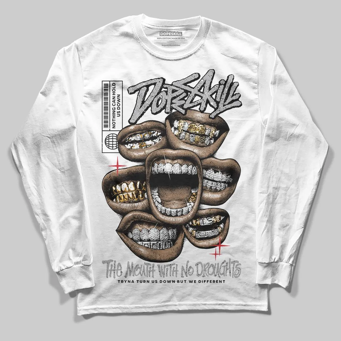 White Cement 4s DopeSkill Long Sleeve T-Shirt The Mouth With No Droughts Graphic sold by DopeSkill