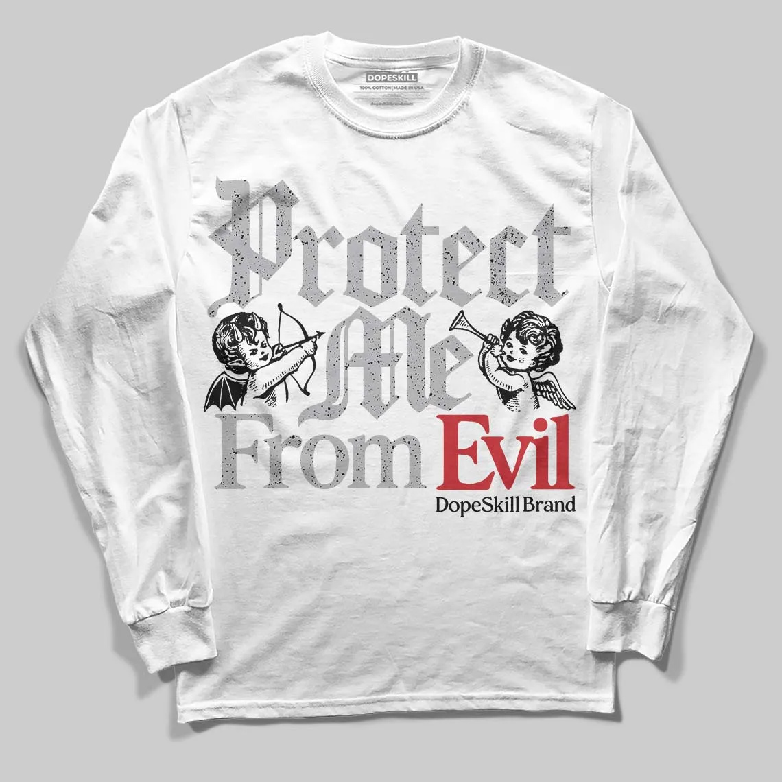 White Cement 4s DopeSkill Long Sleeve T-Shirt Protect Me From Evil Graphic sold by DopeSkill