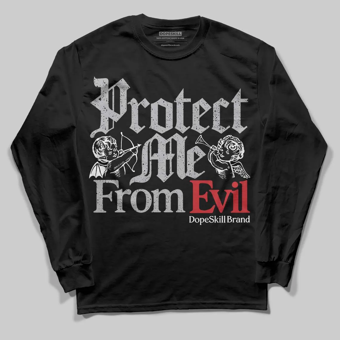 White Cement 4s DopeSkill Long Sleeve T-Shirt Protect Me From Evil Graphic sold by DopeSkill product image thumbnail 2
