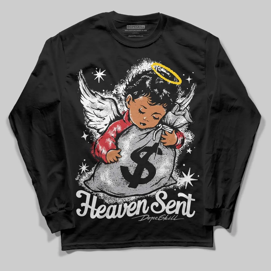White Cement 4s DopeSkill Long Sleeve T-Shirt Heaven Sent Graphic sold by DopeSkill product image thumbnail 2
