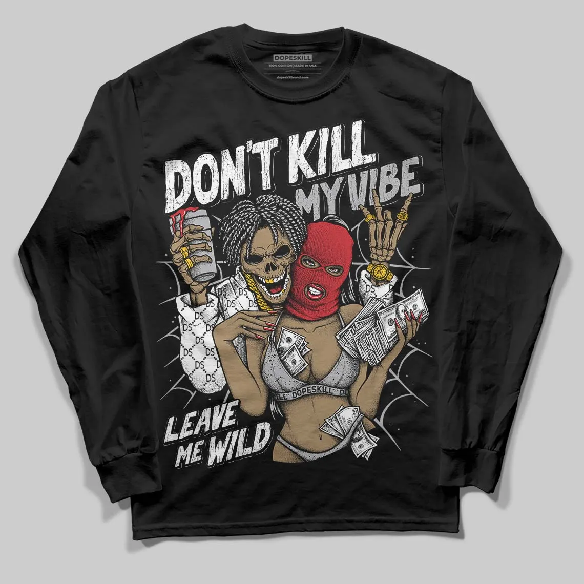 White Cement 4s DopeSkill Long Sleeve T-Shirt Don't Kill My Vibe Graphic sold by DopeSkill product image thumbnail 2