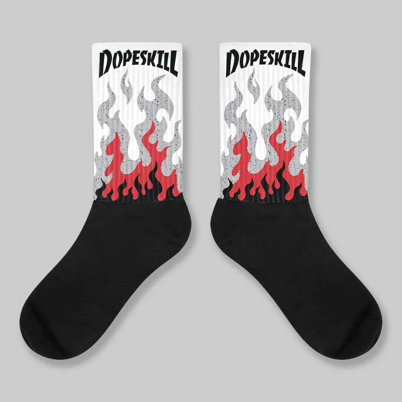 White Cement 4s DopeSkill Sublimated Sock FIRE Graphic sold by DopeSkill