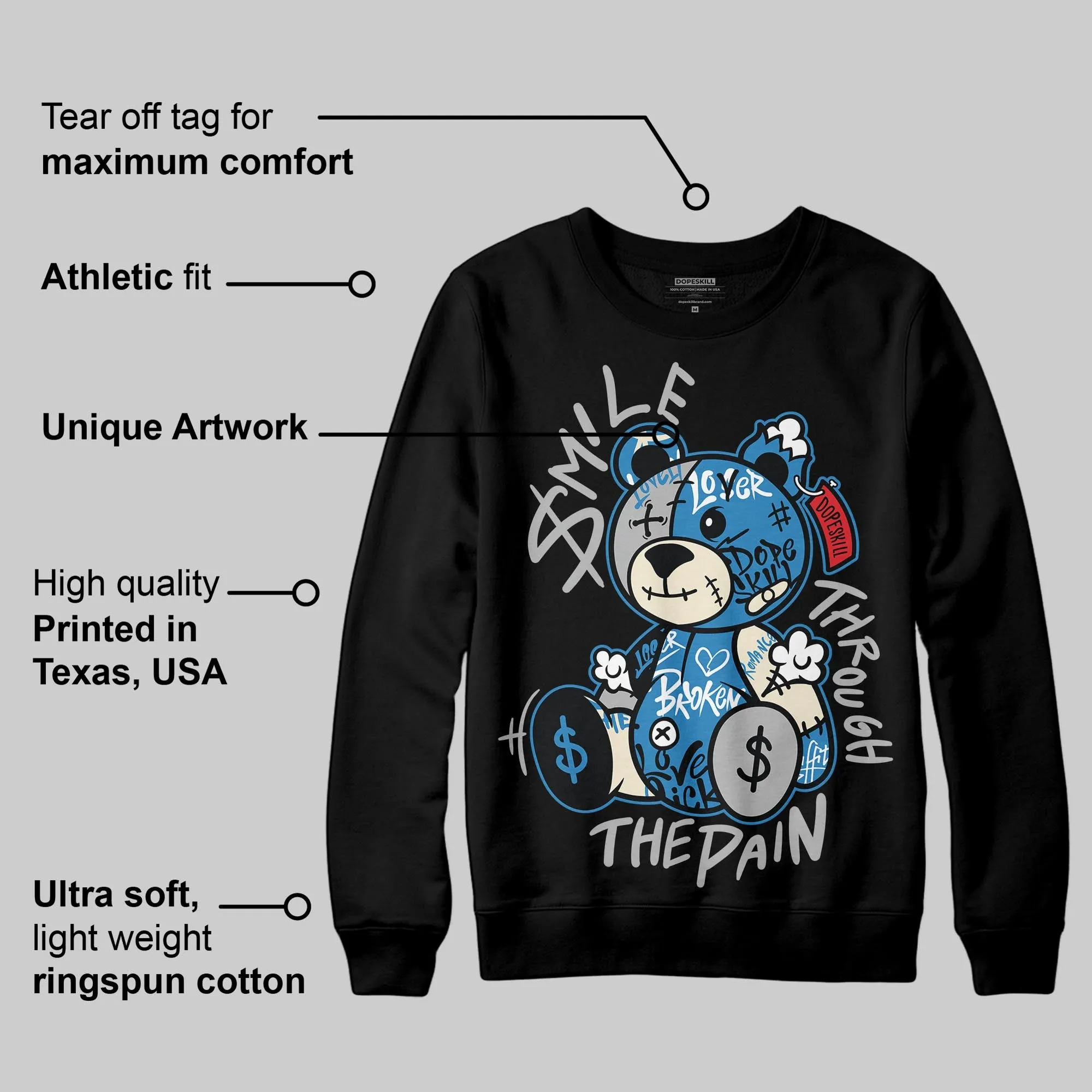 Rare Air 3s DopeSkill Sweatshirt Smile Through The Pain Graphic sold by DopeSkill product image thumbnail 3
