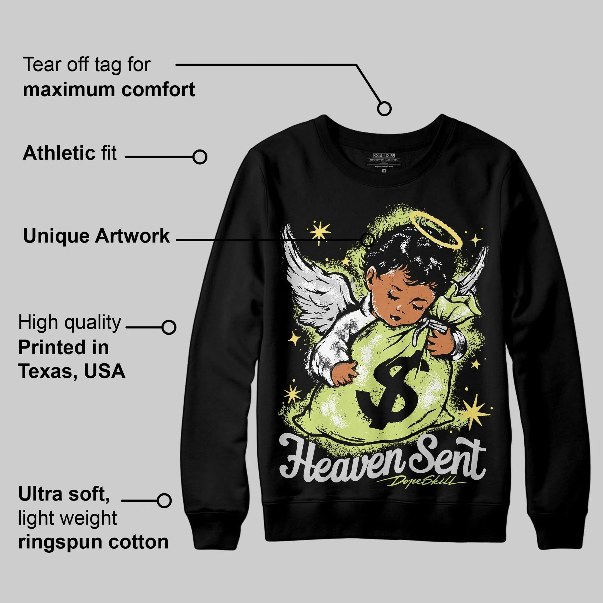 Light Lemon Twist 4s DopeSkill Sweatshirt Heaven Sent Graphic sold by DopeSkill product image thumbnail 3