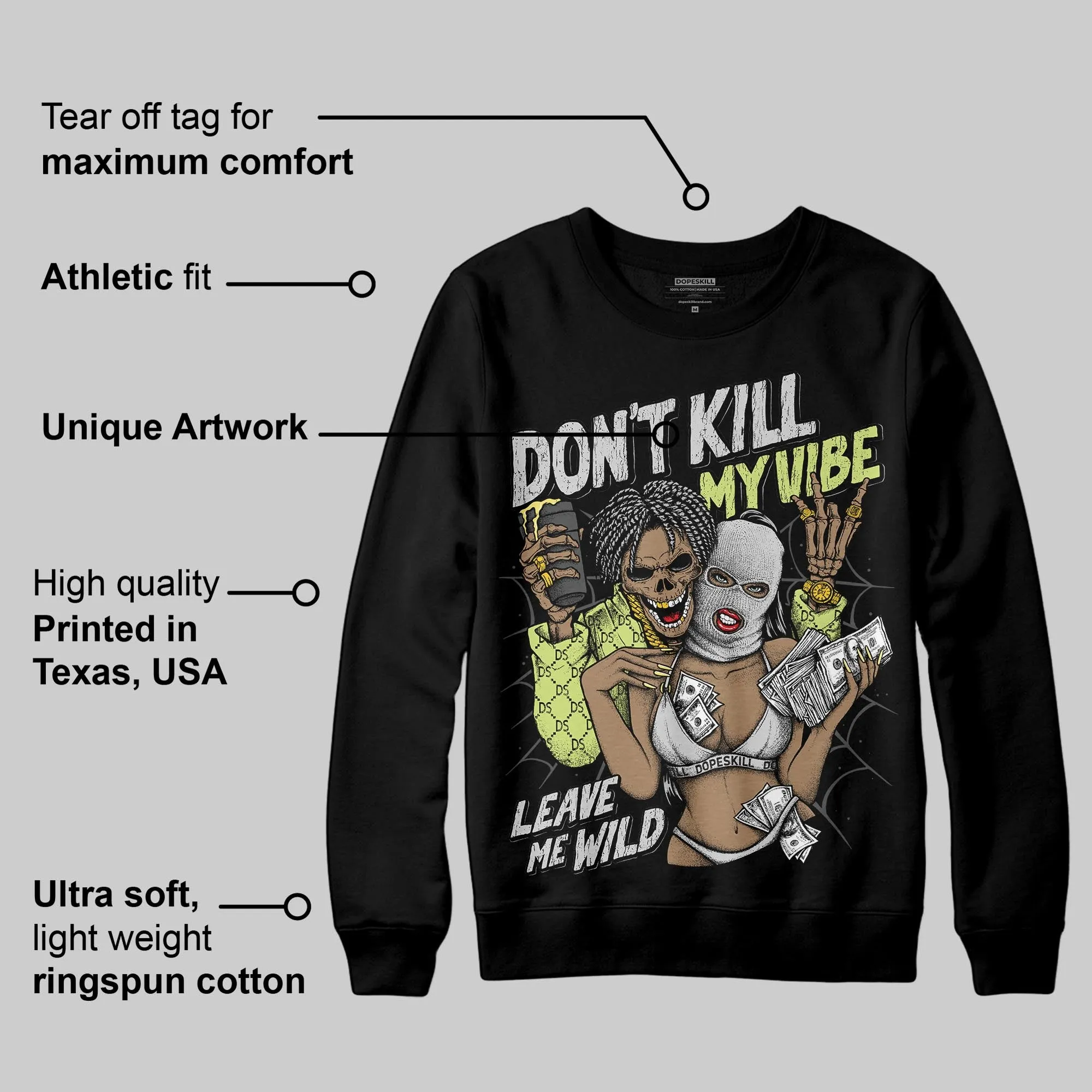 Light Lemon Twist 4s DopeSkill Sweatshirt Don't Kill My Vibe Graphic sold by DopeSkill product image thumbnail 3