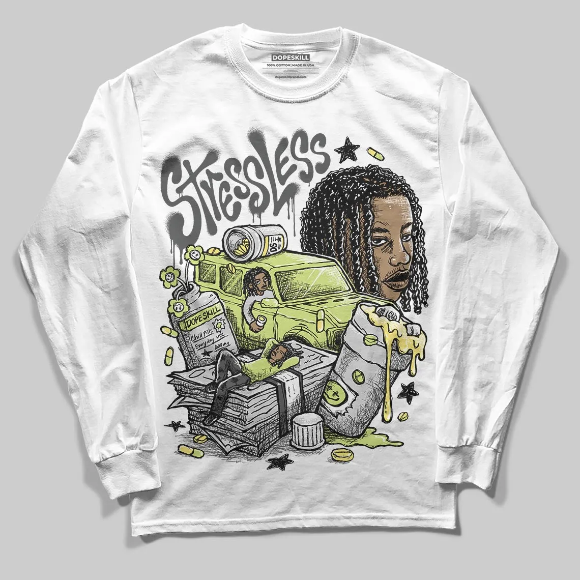Light Lemon Twist 4s DopeSkill Long Sleeve T-Shirt Stressless Graphic sold by DopeSkill product image thumbnail 2