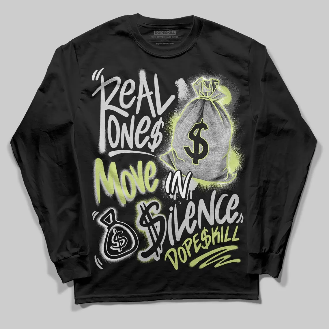 Light Lemon Twist 4s DopeSkill Long Sleeve T-Shirt Real Ones Move In Silence Graphic sold by DopeSkill