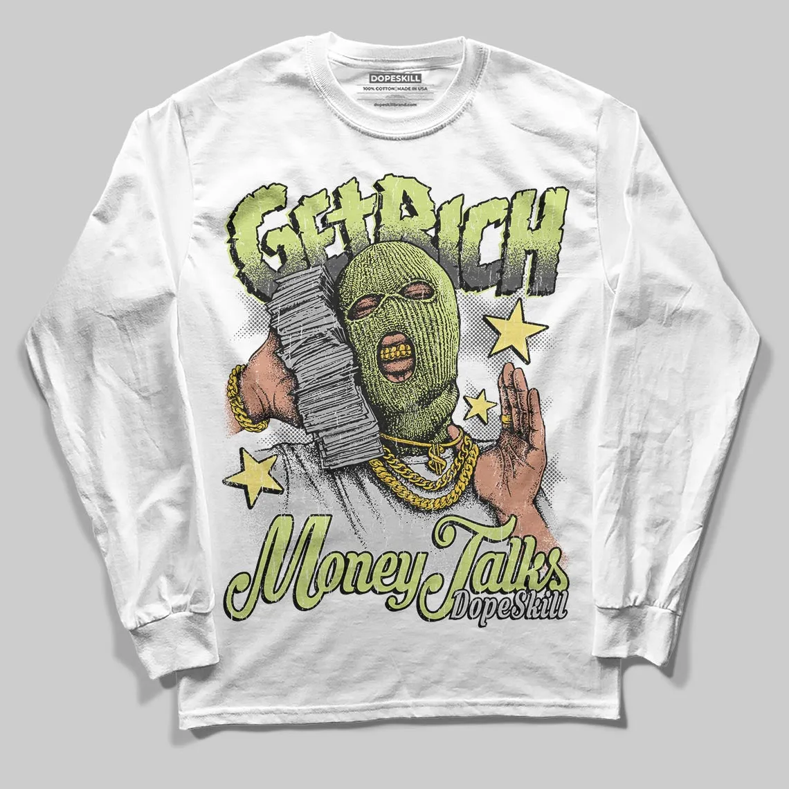 Light Lemon Twist 4s DopeSkill Long Sleeve T-Shirt Get Rich Graphic sold by DopeSkill product image thumbnail 2