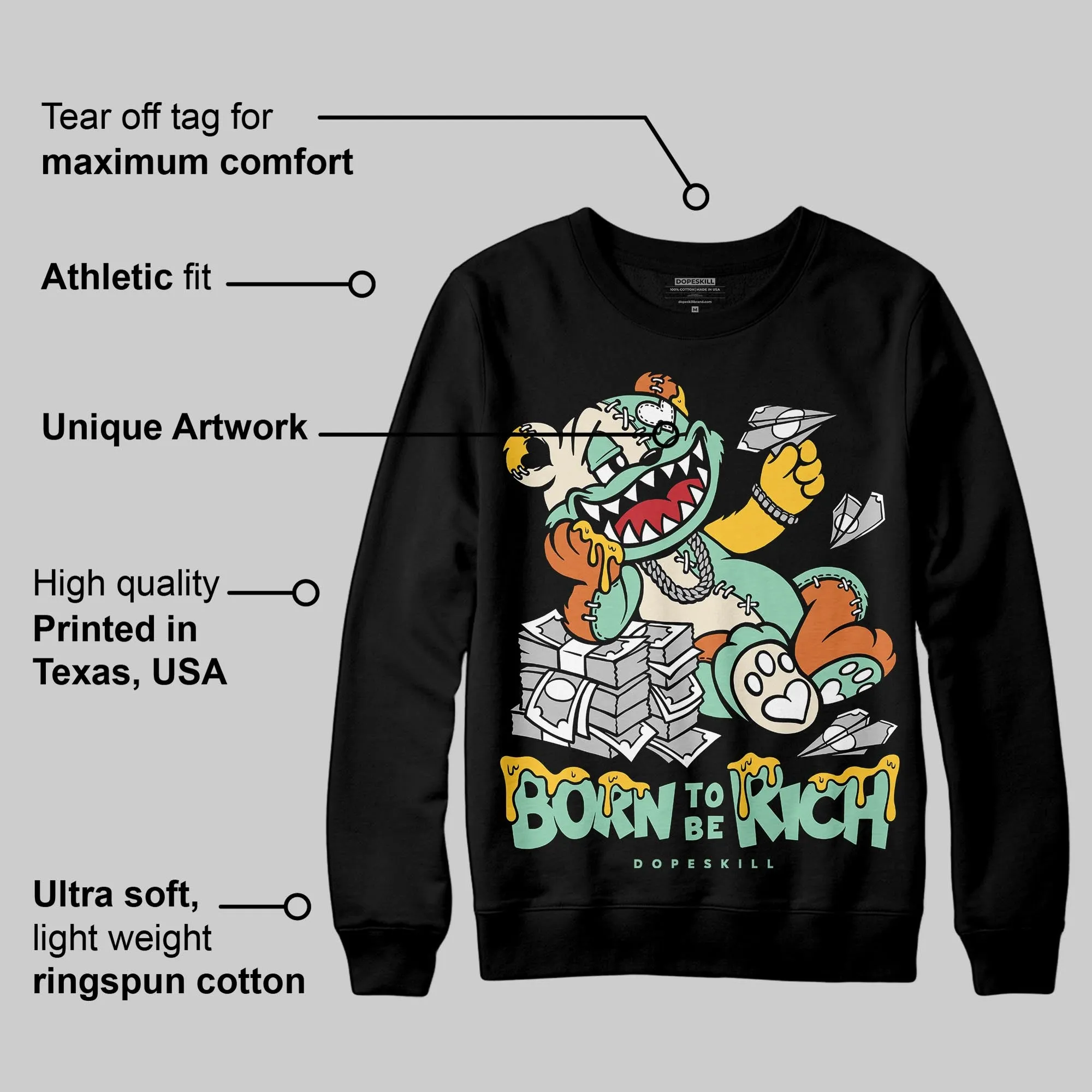 SB Dunk “Rodeo” DopeSkill Sweatshirt Born To Be Rich Graphic sold by DopeSkill product image thumbnail 3