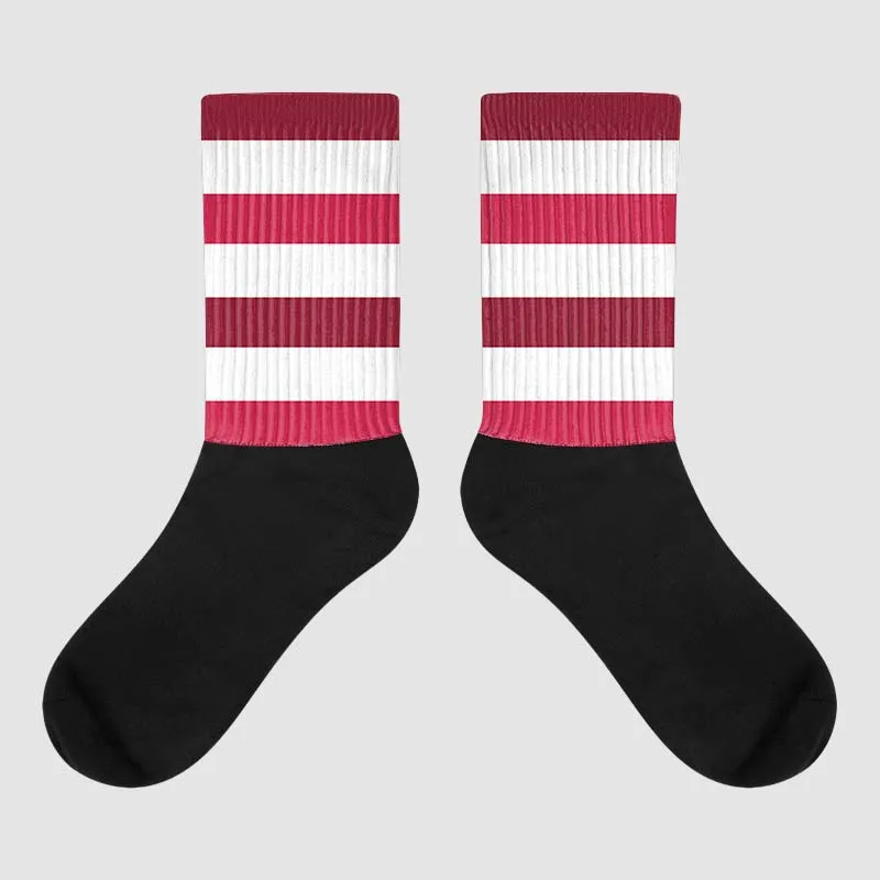 85 Metallic Burgundy 1s DopeSkill Sublimated Socks Horizontal Stripes Graphic sold by DopeSkill