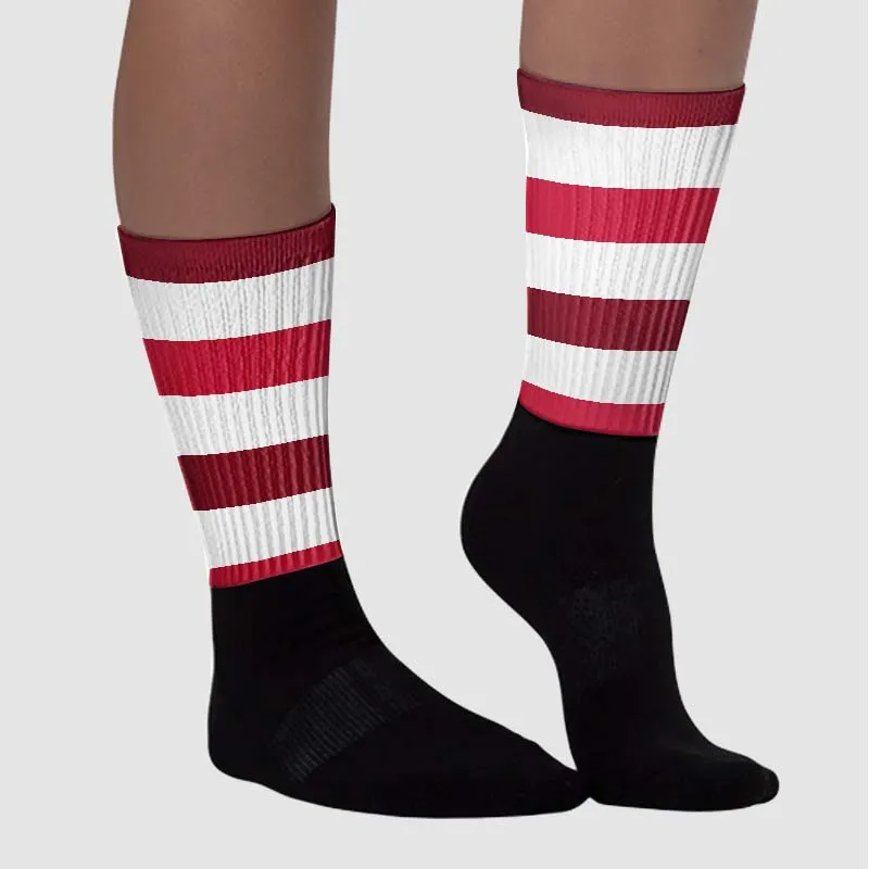 85 Metallic Burgundy 1s DopeSkill Sublimated Socks Horizontal Stripes Graphic sold by DopeSkill product image thumbnail 3