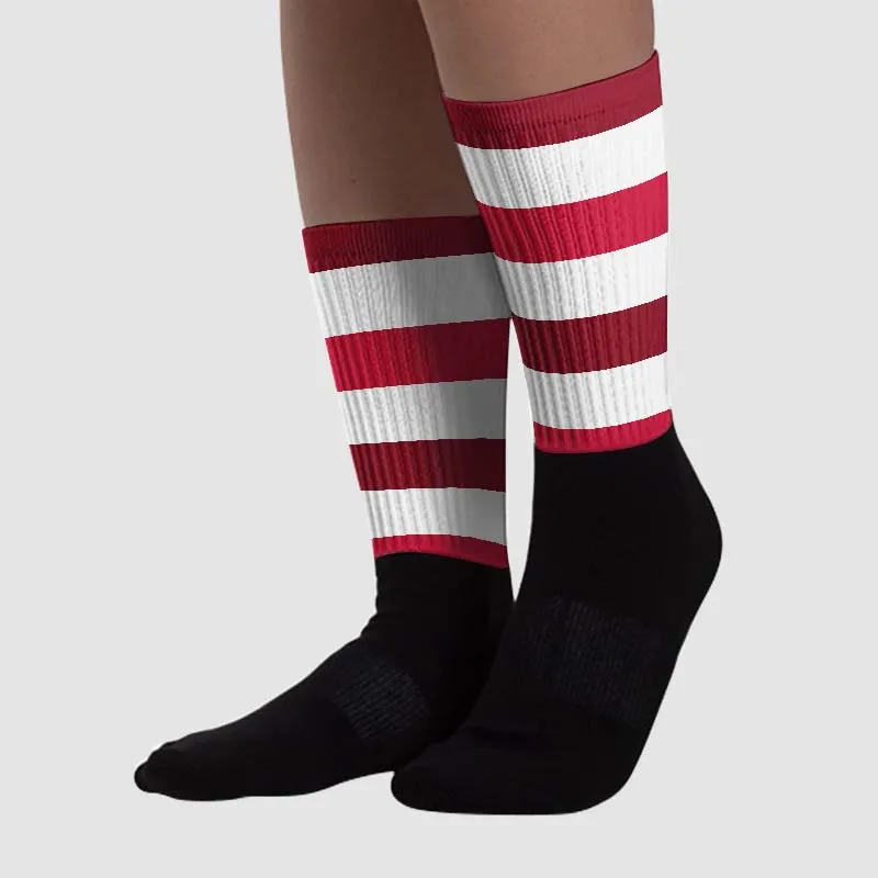 85 Metallic Burgundy 1s DopeSkill Sublimated Socks Horizontal Stripes Graphic sold by DopeSkill product image thumbnail 2