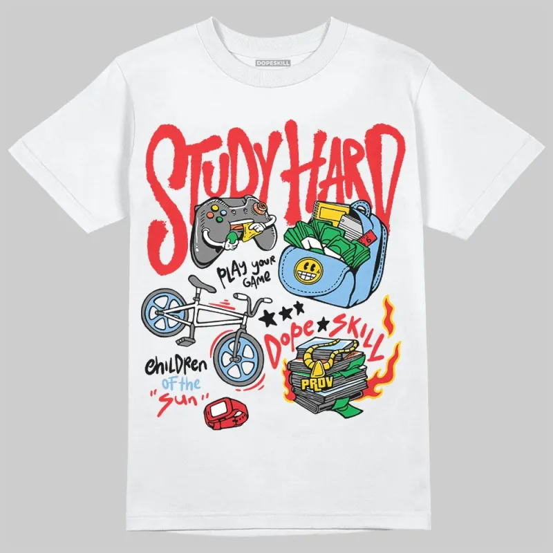 Cherry 11s DopeSkill T-Shirt Study Hard Graphic sold by DopeSkill