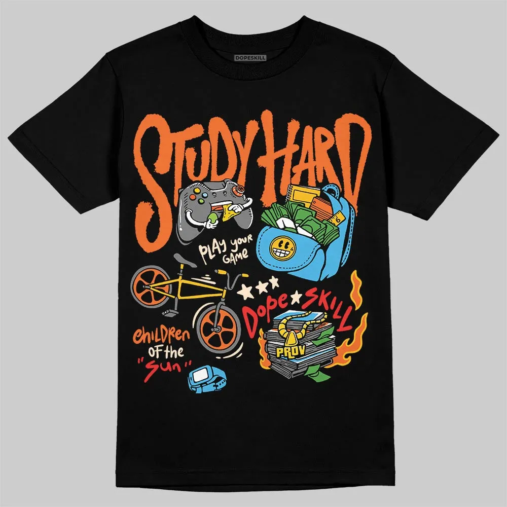 Orange Black White DopeSkill T-Shirt Study Hard Graphic sold by DopeSkill product image thumbnail 2