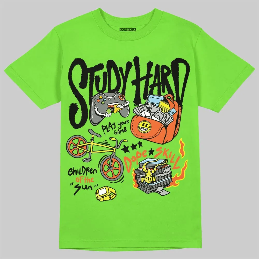 Neon Green Collection DopeSkill T-Shirt Study Hard Graphic sold by DopeSkill product image thumbnail 3