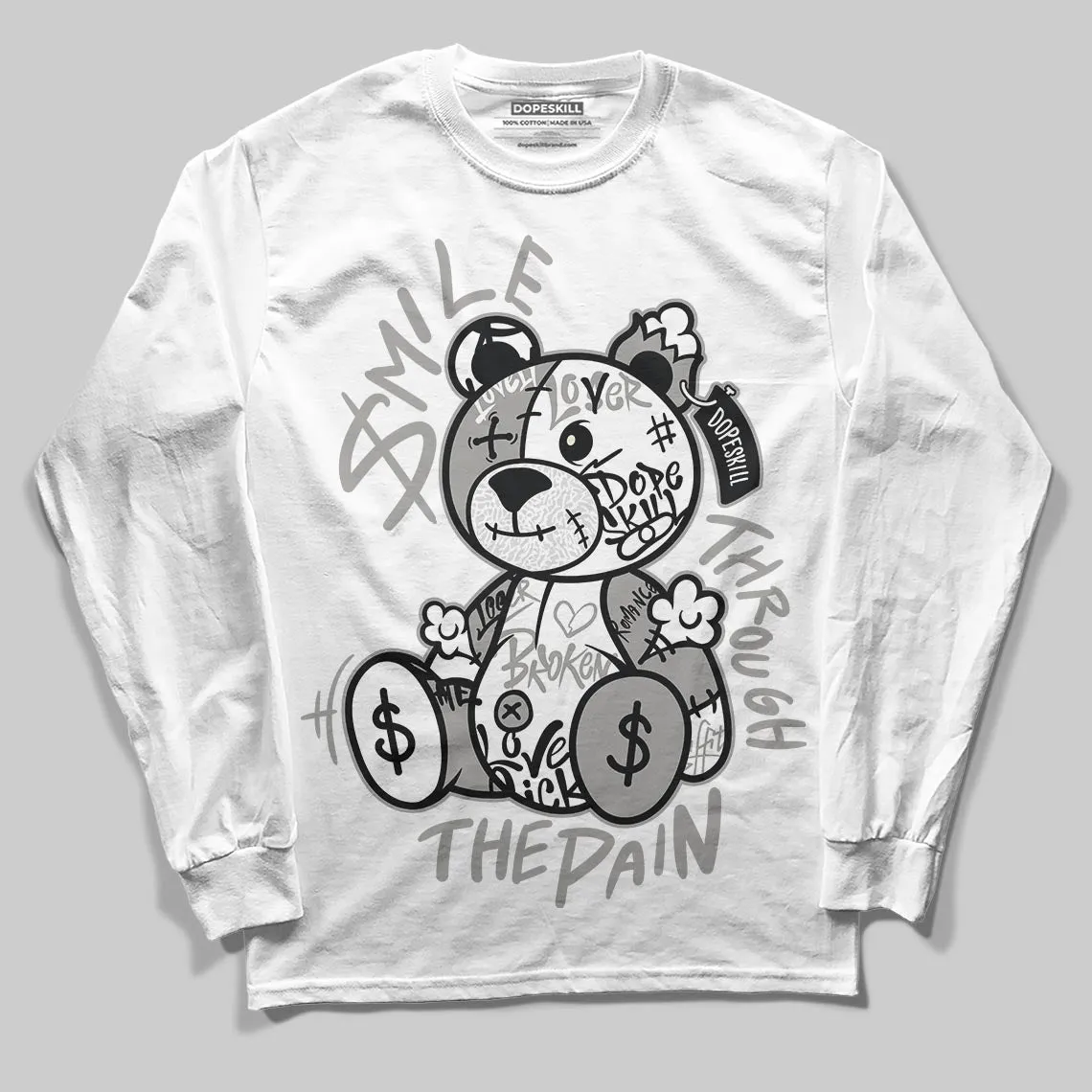 Pure Money 3s DopeSkill Long Sleeve T-Shirt Smile Through The Pain Graphic sold by DopeSkill product image thumbnail 2