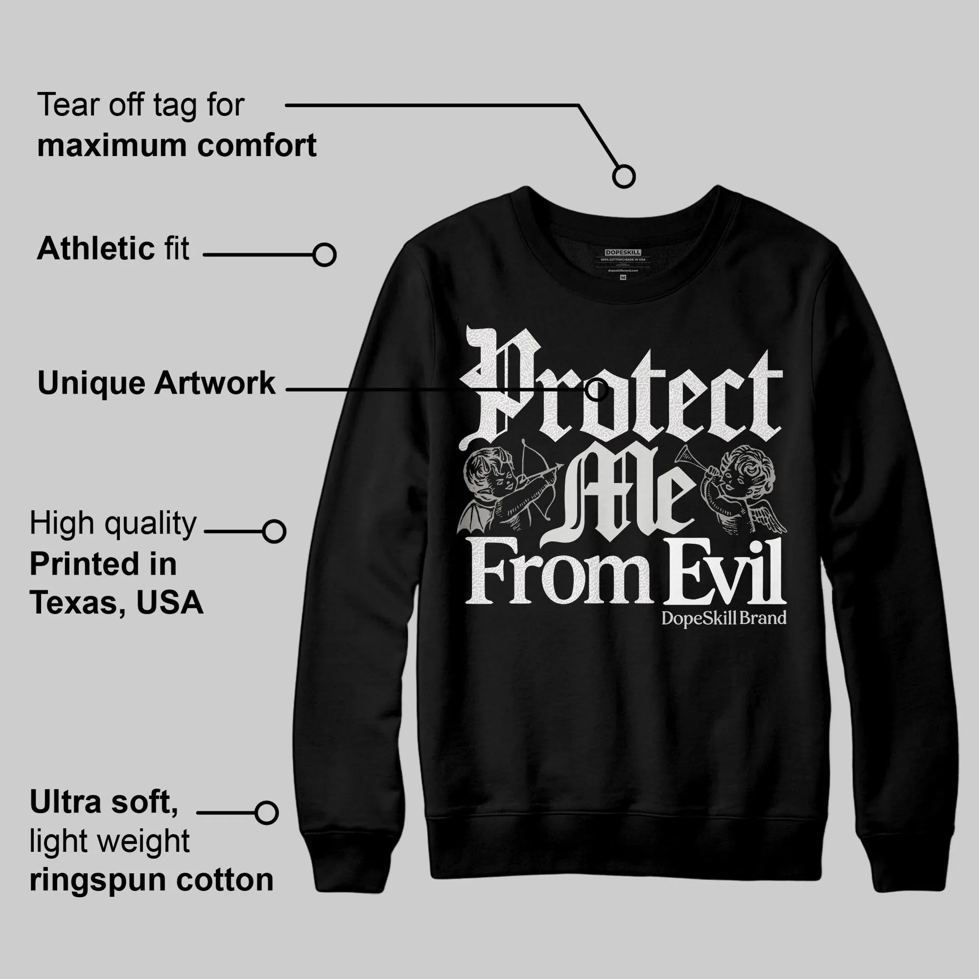 Pure Money 3s DopeSkill Sweatshirt Protect Me From Evil Graphic sold by DopeSkill product image thumbnail 3