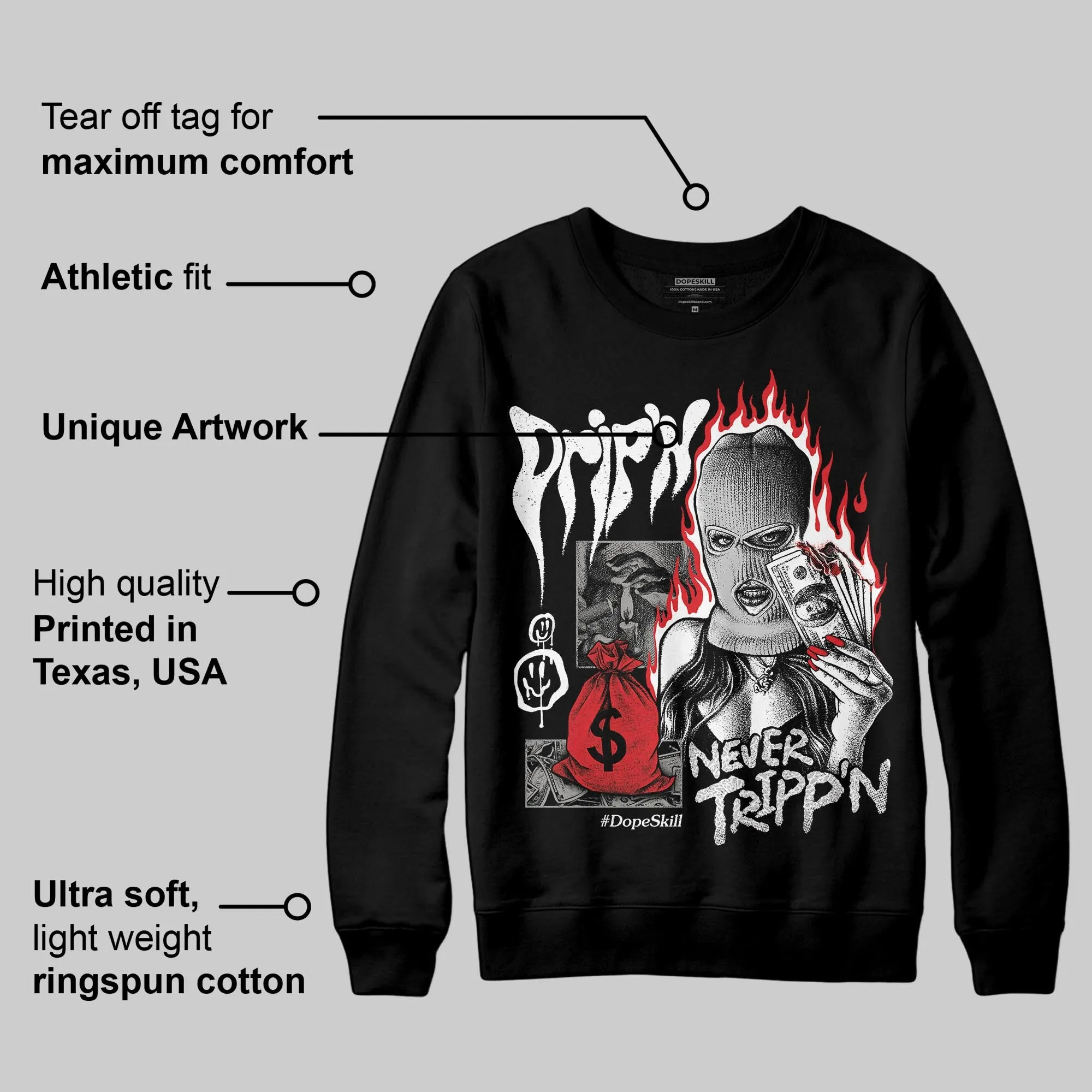 Pure Money 3s DopeSkill Sweatshirt Drip'n Never Tripp'n Graphic sold by DopeSkill product image thumbnail 3