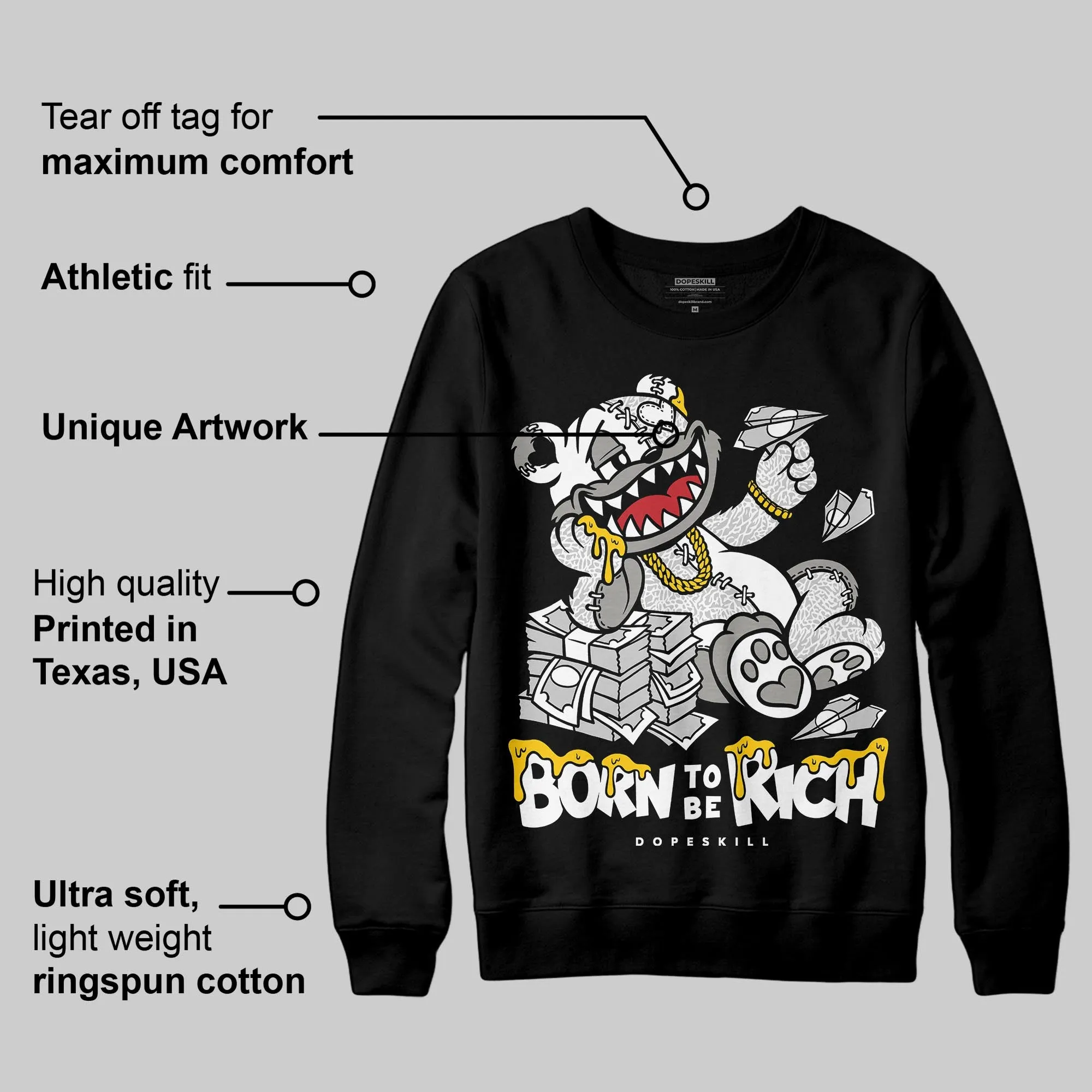 Pure Money 3s DopeSkill Sweatshirt Born To Be Rich Graphic sold by DopeSkill product image thumbnail 3