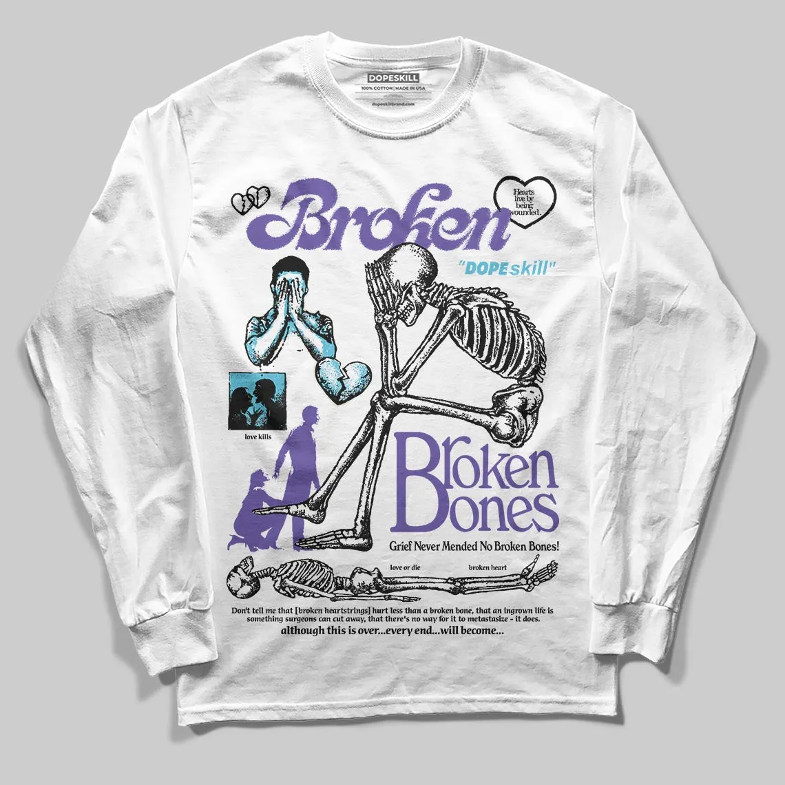 Aqua 8s DopeSkill Long Sleeve T-Shirt Broken Bones Graphic sold by DopeSkill product image thumbnail 2