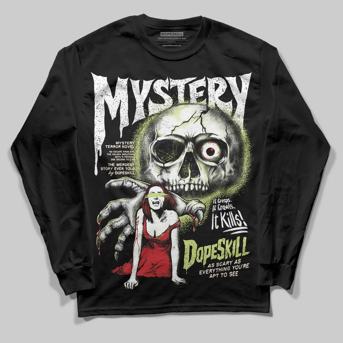 Luminous Green 5s DopeSkill Long Sleeve T-Shirt Mystery Ghostly Grasp Graphic sold by DopeSkill