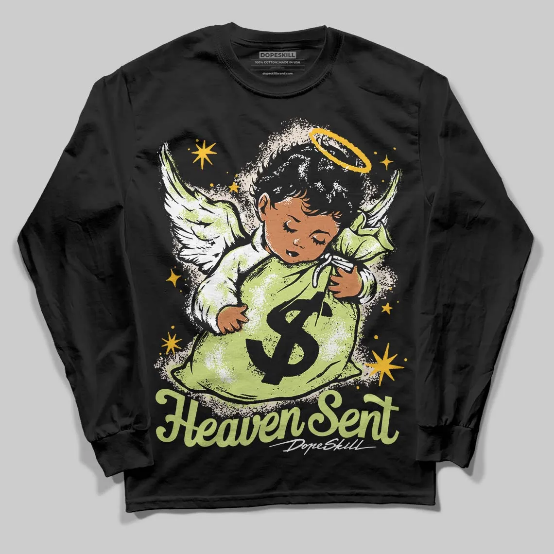 Luminous Green 5s DopeSkill Long Sleeve T-Shirt Heaven Sent Graphic sold by DopeSkill