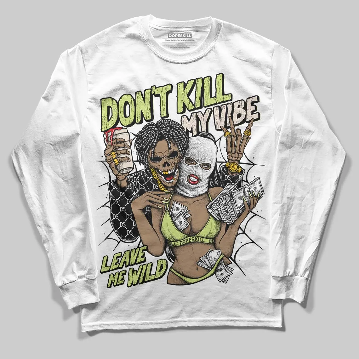 Luminous Green 5s DopeSkill Long Sleeve T-Shirt Don't Kill My Vibe Graphic sold by DopeSkill product image thumbnail 2